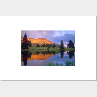 Mount Baldy At Sunset Reflected In Lake Along Paradise Divide Posters and Art